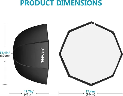 Miniatura 2 de Neewer - Softbox octogonal de 95 cm con bolsa de transporte, compatible con Speedlite, flash de estudio, sombrilla portátil para estudio