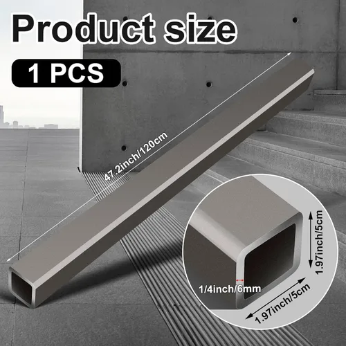Miniatura 2 de Zonon Tubo cuadrado de acero laminado en caliente, 2 "x 2", grosor de pared de 1/4", tubo cuadrado de acero de 47.2 pulgadas de longitud