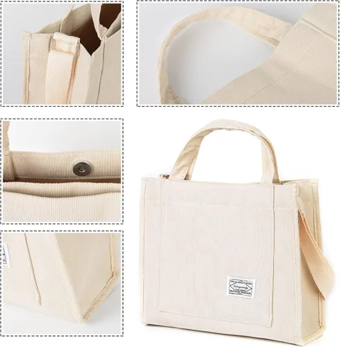 Miniatura 3 de Bolso de mano vintage de pana casual para mujer, bolso cruzado estilo hobo para mujer, bolso de hombro de viaje, bolso ecológico