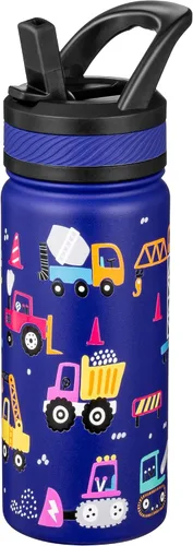 Miniatura 11 de Fanhaw Botella de Agua Aislada para Niños de 18 Oz con Tapa de Pajita – Acero Inoxidable de Doble Pared al Vacío, A Prueba de Fugas, Botellas