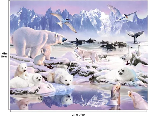 Miniatura 2 de Fondo Escénico de Animales Polares Grande Banner Estudio Fotografía Fondo de cabina de fotos 7x6feet #2190