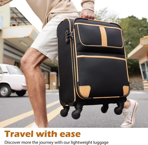 Miniatura 6 de Coolife Equipaje 4 piezas conjunto maleta extensible TSA cerradura spinner softshell, marino
