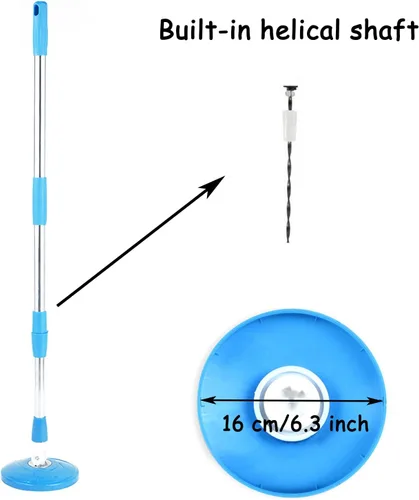 Miniatura 2 de Repuesto de mango de poste de trapeador giratorio, mango telescópico giratorio de 360 grados, accesorios de herramienta de limpieza, versión Azul