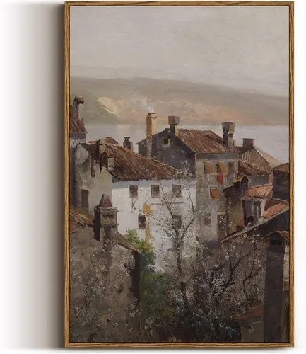 Miniatura 46 de VIYYIEA Arte de Pared en Lienzo Enmarcado Decoración del Hogar, Decoración de Granja Valles Ondulantes bajo Cielos Despejados Pintura de Pared