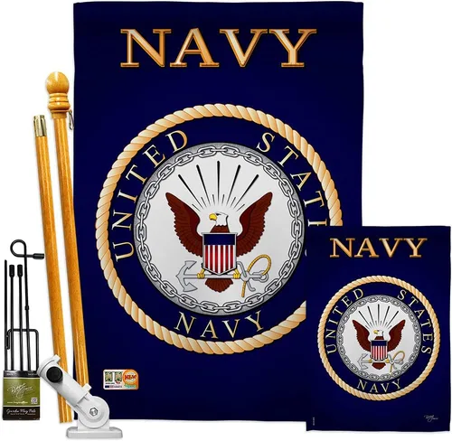 Miniatura 12 de Breeze Decor Bandera de jardín de 13 x 18.5 pulgadas, con licencia oficial de las Fuerzas Armadas de los Estados Unidos de la Marina de los Estados