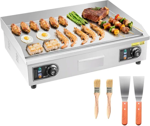 Miniatura 21 de VEVOR Plancha eléctrica comercial, 21 x 11.8 pulgadas, 1750 W, control de temperatura ajustable de 122-570 °F, parrilla superior plana de acero