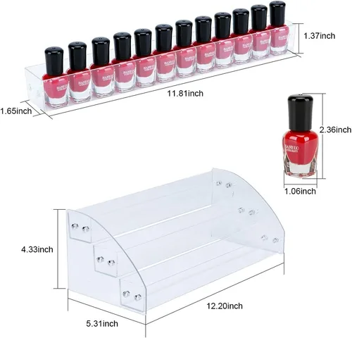 Miniatura 2 de KINGROW Estante organizador de esmalte de uñas, estante de exhibición de acrílico de 3 capas, estante para anteojos, aceites esenciales