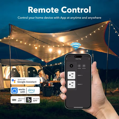 Miniatura 6 de Enchufe WiFi inteligente para exteriores, temporizador Wi-Fi resistente HBN con una toma de tierra, control remoto inalámbrico por aplicación