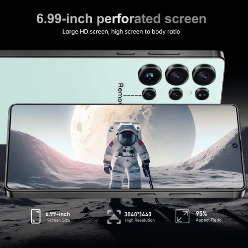 Miniatura 2 de MMY I25 Ultra 5G Teléfono Inteligente Desbloqueado, 16GB+512GB Teléfono Celular Completo para Android 14, 6.99" Teléfono Celular Desbloqueado, Cian