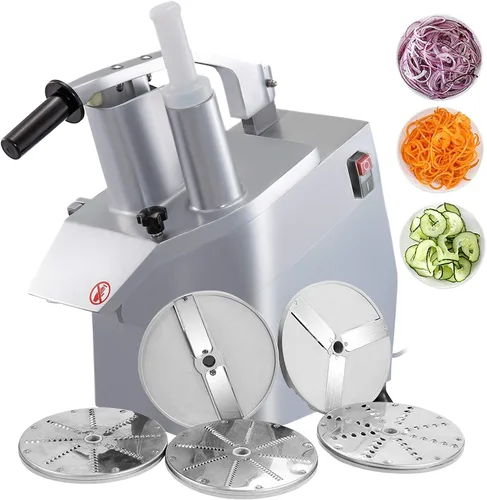 VBENLEM Procesador de alimentos comercial de 110V, procesador de verduras eléctrico de 550W con 2 orificios de alimentación, 1600 RPM, procesador de
