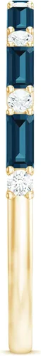 Miniatura 17 de Natural London Blue Topaz Diamond Half Eternity Anillo de calidad AAA, anillo apilable de topacio certificado – con joyero
