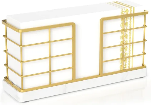 Miniatura 15 de Wican Bandeja para toallas de invitados para baño, servilletas de madera y hierro para tocador, mesa de comedor, cesta de madera para toallas