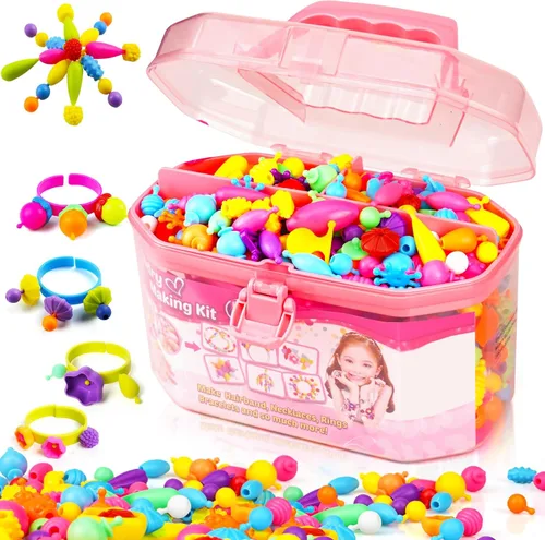 Miniatura 9 de FunzBo - Juego de joyas para niños y niñas. Juguetes con cuentas para anillos, diademas, collares y pulseras para bricolaje, para manualidades, kit