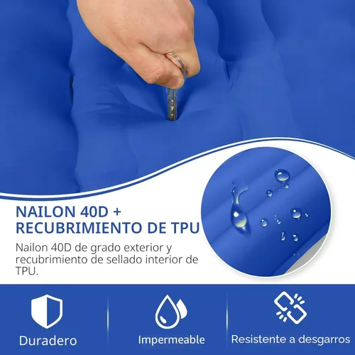 Miniatura 5 de FNARMW Colchoneta de dormir para camping, extra gruesa de 5 pulgadas, con almohada, bomba de pie integrada, almohadillas inflables compactas