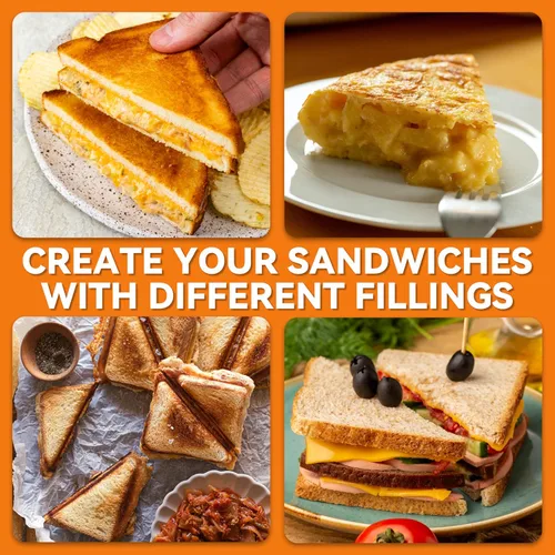 Miniatura 5 de Baker’s Friend Sandwichera para Desayuno, Prensa de Parrilla para Panini de 4 Rebanadas, Sandwichera Eléctrica con Luz Indicadora, Sandwichera