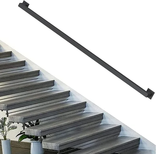 Pasamanos de escaleras 1FT~20F-Kit completo. Pasamanos de escalones para interiores y exteriores, barandilla de tubo cuadrado industrial de metal