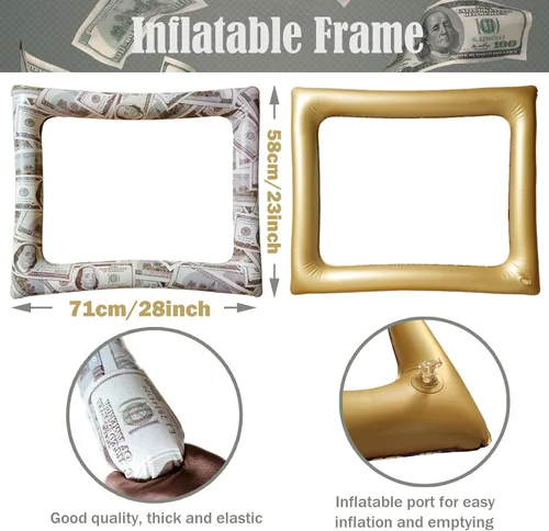 Miniatura 2 de Bill Dollar - Marco inflable para fotomatón para selfies, accesorios gigantes para fiestas temáticas de dinero, marco de fotos para cumpleaños