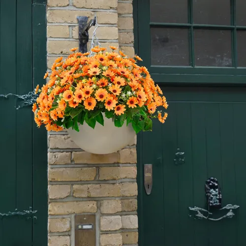 Miniatura 5 de 8 paquetes de girasoles artificiales que no se decoloran, plantas de otoño, flores falsas para mamás, flores para exteriores, resistentes a