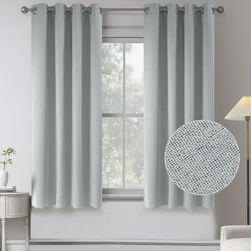 Miniatura 49 de KEQIAOSUOCAI Cortinas de lino 100% opacas de 100 pulgadas de largo, 2 paneles para dormitorio, estilo casa de campo moderna, completamente negro