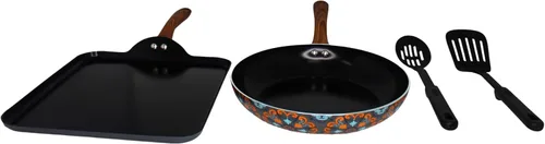Miniatura 11 de IMUSA Juego de utensilios de cocina de cerámica antiadherente de 4 piezas de 8 pulgadas/10 pulgadas con asas suaves al tacto, aluminio, negro