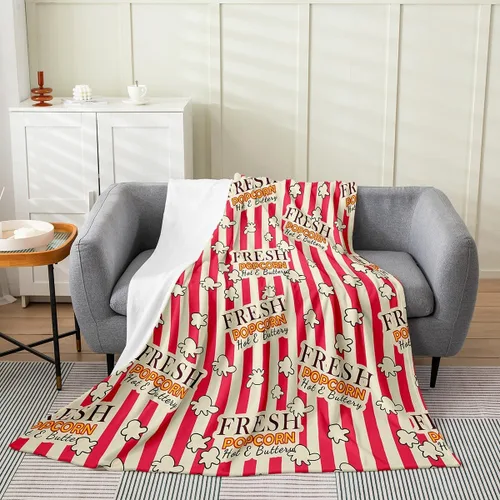 Miniatura 13 de Manta de felpa con diseño de palomitas de maíz, para niños, niñas, adolescentes, cine para todas las estaciones, manta de cama transpirable a