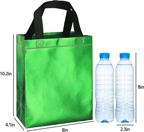 Miniatura 5 de BLEWINDZ 9 Piezas Bolsas de Regalo Medianas con Papel de Seda – Bolsas de Regalo Verdes Reutilizables Brillantes - Ideales como Bolsa de Golosinas