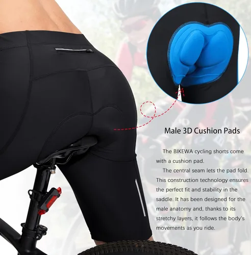 Miniatura 4 de Bikewa - Pantalones cortos de ciclismo para hombre, con acolchado 3D, para ciclismo de carretera o montaña, FPU 50+, bolsillos con cremallera