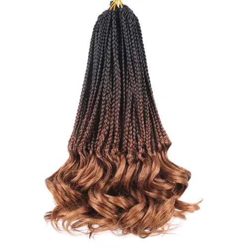 Miniatura 50 de Trenzas de ganchillo rizado francés T33, cabello pre-anillado 10 pulgadas, trenzas cortas rizadas francesas con extremos rizados, trenzas box