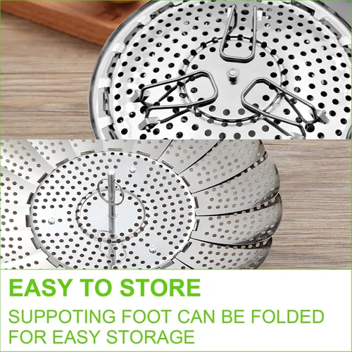 Miniatura 3 de FOFAYU Cesta de Vapor de Verduras para Cocinar, Cesta de Vapor de Acero Inoxidable para Vegetales, Pescado y Comida, Vaporizadores Plegables