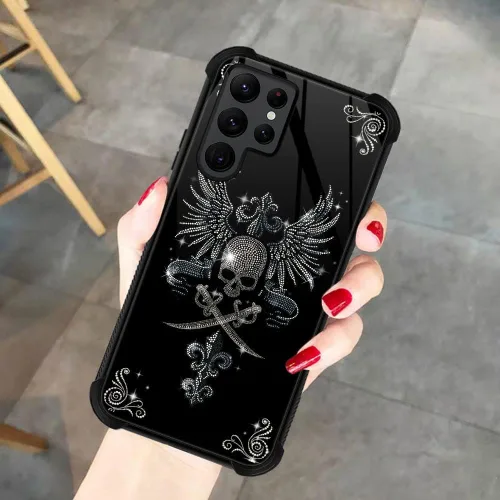 Miniatura 5 de ZHEGAILIAN Funda compatible con Samsung Galaxy S22 Ultra, funda de vidrio orgánico para niñas, mujeres y hombres, diseño de cuatro esquinas, Cabeza