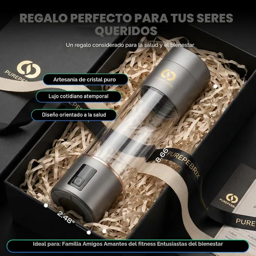 Miniatura 8 de PUREPEBRIX Generador de botellas de agua de hidrógeno - Máquina de agua de hidrógeno de 6400 PPB Regalo de bienestar certificado por IHSA para Gris