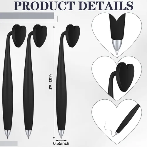 Miniatura 2 de Glenmal 3 bolígrafos magnéticos de tinta negra, divertido bolígrafo con forma de corazón para refrigerador y otras superficies magnéticas, regalos