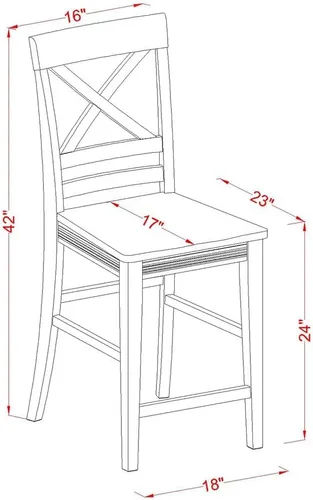 Miniatura 3 de East West Furniture QUS-OAK-W Quincy - Taburete de bar de altura para mostrador, sillas de madera de altura de pub, juego de 2, roble Qus-roble-w