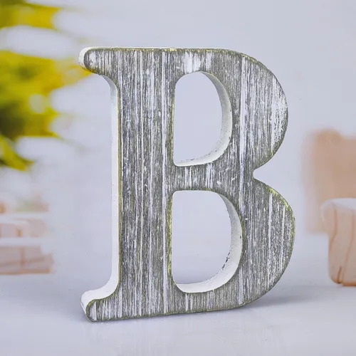 Miniatura 24 de Letras de madera rústica sin terminar de 6 pulgadas para decoración de pared, letras decorativas de pie en rodajas, decoración de tablero