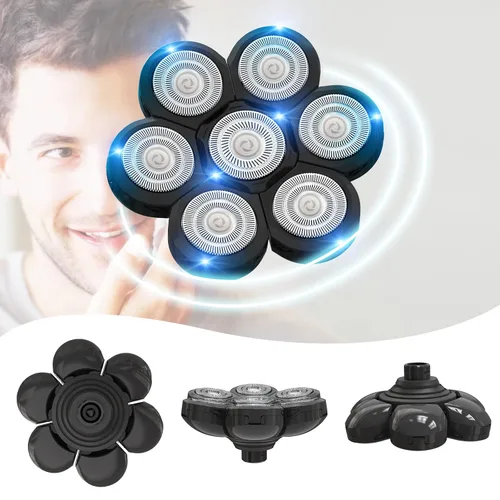 Miniatura 9 de Cabezales de repuesto para afeitadora eléctrica 8D – 8 cuchillas, repuesto de cuchillas rotativas universales de acero inoxidable para afeitadora