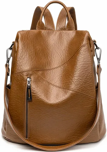 Miniatura 10 de Mochila para mujer, bolso de viaje de piel sintética suave, bolso de mano grande y bolso de hombro, mochila informal para universidad antirrobo