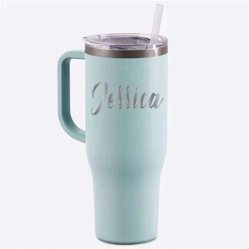 Miniatura 2 de Personalized Tumbler with Handle, Travel Mug, 40oz Stainless Steel Tumbler, Teacher Travel Mug with Straw, Charger Tumbler (Berry Ombre Glitter)