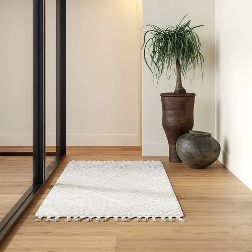 Miniatura 12 de Rugs USA Balboa Beige, 6 pies 7 pulgadas x 9 pies, azulejo texturizado, borla, suave y acogedor, alto tráfico, resistente a las manchas, fácil