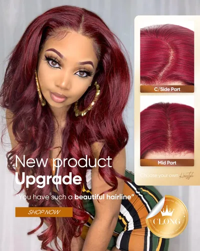 Miniatura 5 de Pelucas de cabello humano con encaje frontal color borgoña 99j de 13 x 6, densidad del 200 %, pelucas de encaje frontal HD 99j de color rojo