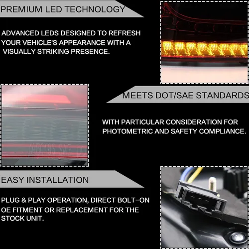 Miniatura 4 de VLAND Conjunto de luces traseras para Golf 6 2010-2014, luces traseras con DRL, luz trasera con luces antiniebla y señal de giro secuencial, rojo