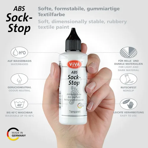 Miniatura 2 de Viva Decor ABS Sock Stop (82 ml, Transparente) - Pintura para telas antideslizante para calcetines, alfombrillas de baño y más - Sin látex, a base
