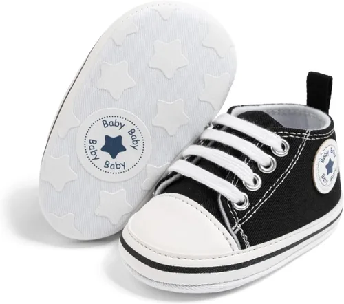 Miniatura 7 de KIDSUN zapatos deportivos altos hasta el tobillo para bebés, niños y niñas con suela antideslizante, suaves, para recién nacidos, zapatos