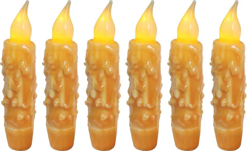 Miniatura 12 de CVHOMEDECO. Velas de cera real sumergidas a mano con temporizador LED con pilas, velas cónicas sin llama primitivas del país, 4-3/4 pulgadas, negro