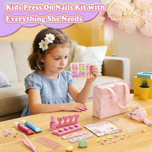 Miniatura 7 de 144 uñas postizas a presión con pegamento, kit de uñas postizas de almendra con calcomanías de gelatina y adhesivo constructor de uñas, lindas uñas