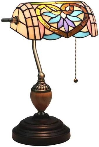 Miniatura 8 de Baroque Stained Glass Deskp with Pull Cswitch Style Bankerp for Liviroom Office Bedroom Antzinc Base Traditional Tablep for Bedside or Desk Use/I