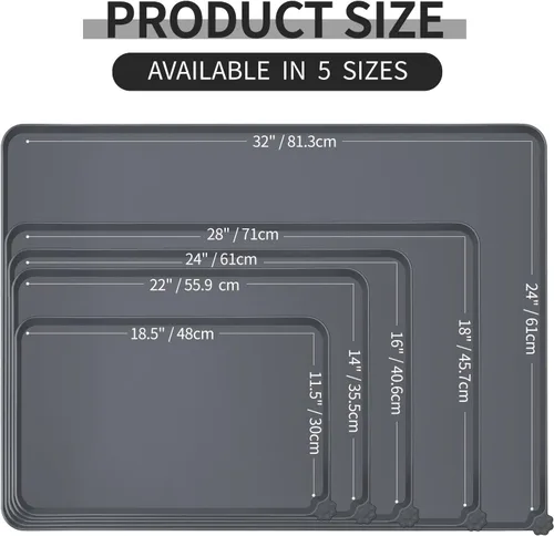 Miniatura 2 de Reopet Tapete de silicona para cuenco de perro y gato, antiadherente, para alimentos, impermeable, varios colores, tamaños y propósitos Gris