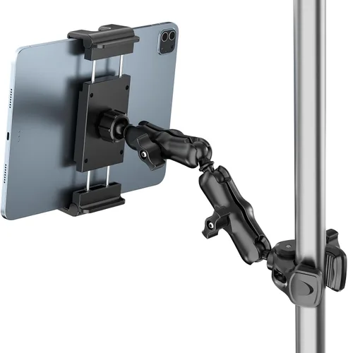 PLDHPRO Soporte para iPad para Soporte de Micrófono, Soporte Ajustable de 2 Etapas Más Largo para Teléfono Tableta Música Micrófono, Montaje que se