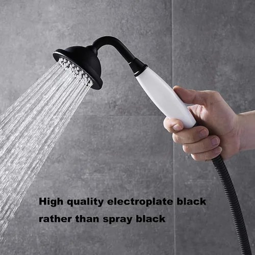 Miniatura 5 de Grifo de bañera independiente Llenador de bañera Negro Alto Flujo 11.9GAL Grifos de montaje en piso con rociador de ducha de mano RIGOBAL