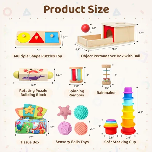 Miniatura 4 de Juguetes Montessori para bebés de 6 a 12 meses, para niños de 1 año, juguete sensorial 8 en 1 para niños de 12 a 18 meses, juguetes de desarrollo