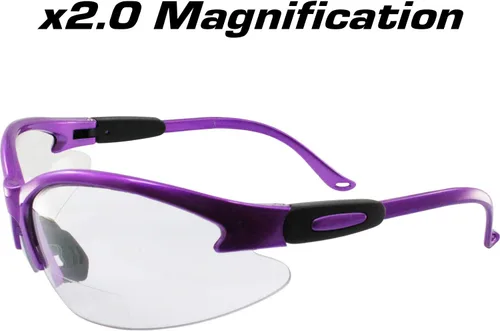 Miniatura 3 de Birdz Gafas Flamingo - Lentes de seguridad para el trabajo, bifocales, montura púrpura + lentes transparentes de aumento 2.0